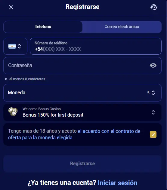 Crear una cuenta en Spinay Casino: instrucciones